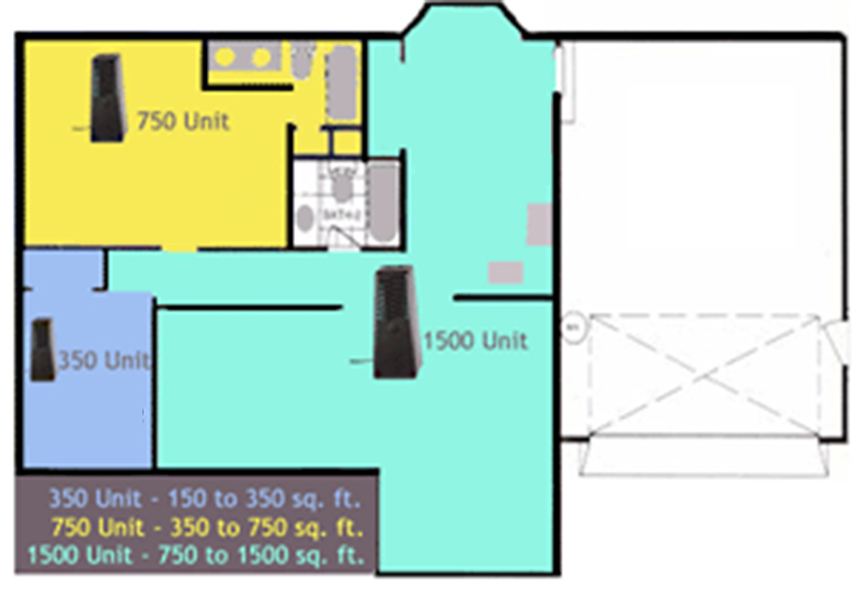 floor plan with suggested unit placements